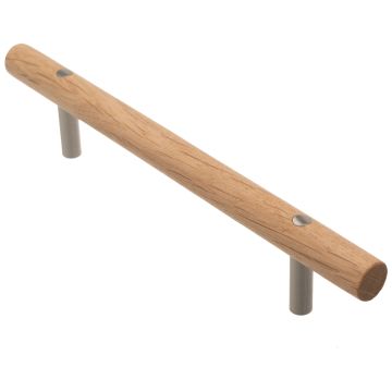 Bar Handle 'Ray' Stainless Steel Effect / White Pigmented Oak