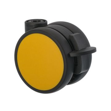 Furniture Caster 'Flat' Ø 65 Black / Yellow with Brake