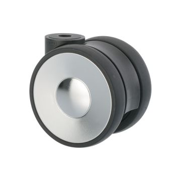 Furniture Caster 'Ring' Ø 75 Black / Chrome without Brake