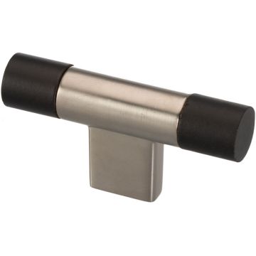 T Cabinet Knob 'Round' Black / Maple Natural
